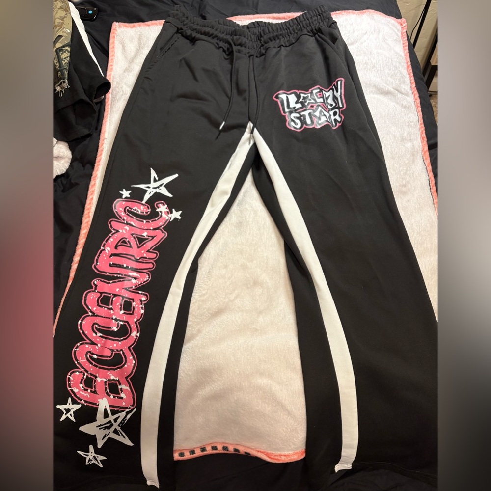 Black and White Graphic Sweatpants